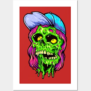 pink hair zombie Posters and Art